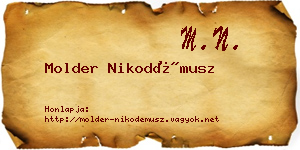 Molder Nikodémusz névjegykártya